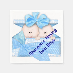 Doppeljungen-Babyparty-Papierservietten Serviette