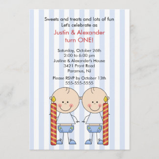 Doppeljungen-erster Geburtstag Einladung