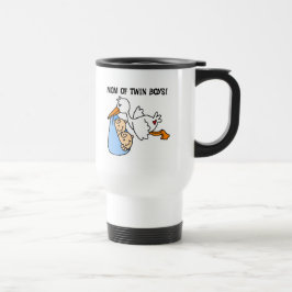 Doppeljungen Mama-Storch T-Shirts und Geschenke Reisebecher