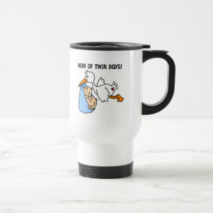 Doppeljungen Mama-Storch T-Shirts und Geschenke Reisebecher