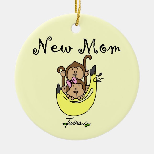 Doppeljungen-und Mädchen-Mutteren-Geschenke Keramikornament (Vorne)