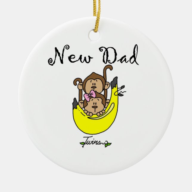 Doppeljungen-und Mädchen-neue Vater-Geschenke Keramikornament (Vorne)
