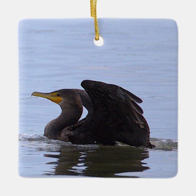 Doppelkamm-Kormoran-Schmuck Keramikornament (Vorderseite)