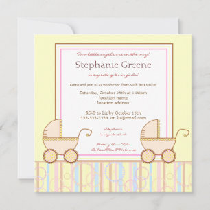 Doppelkarriere Twin Girl Babydusche Einladung