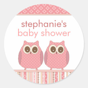 Doppelmädchen-Baby-Eulen-personalisierte Runder Aufkleber