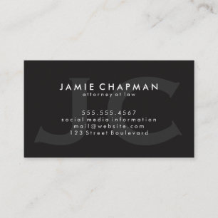 Doppelmonogramm/schwarz Visitenkarte