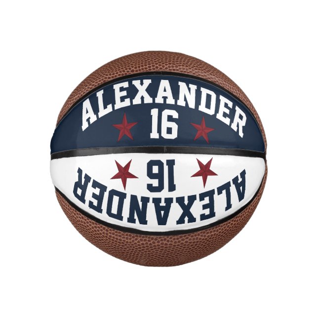Doppelname Red White Blue Personalisieren Basketba Mini Basketball (Vorderseite)