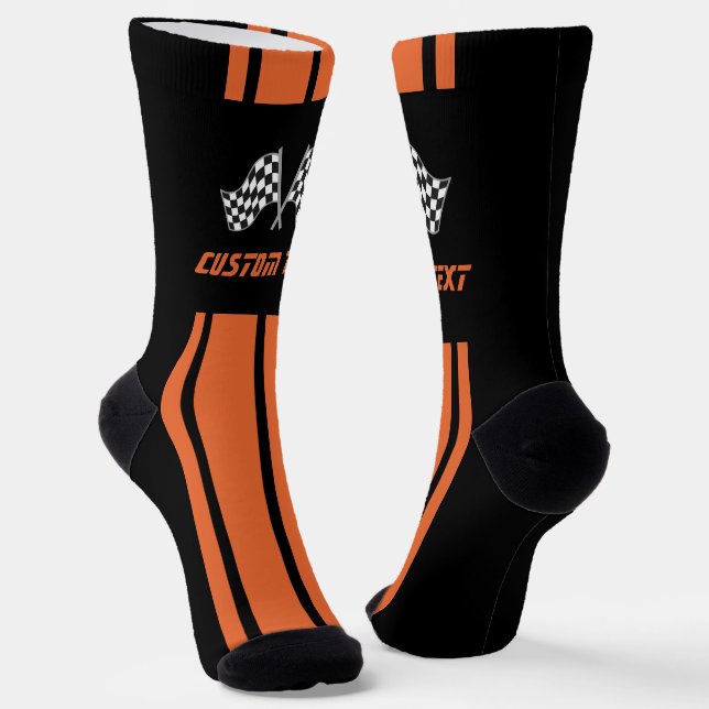 Doppelorangefarbene Streifen-Racing-Fahnen-Socken Socken (Gewinkelt)