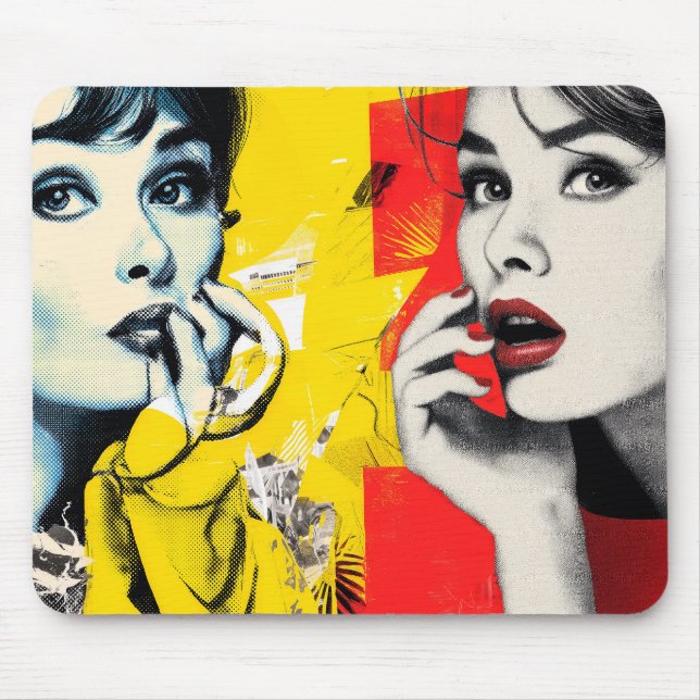 Doppelporträt im Pop-Art-Stil  Mousepad (Vorne)