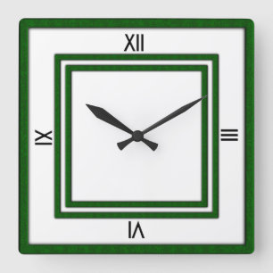 Doppelrahmen mit grünen 4 schwarzen Zahlen Quadratische Wanduhr
