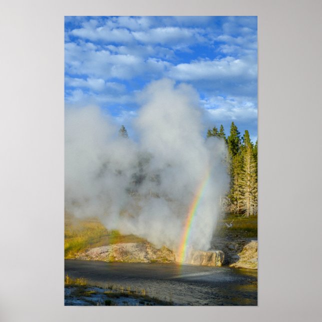 Doppelregenbogen am Riverside Geyser, Yellowstone Poster (Vorne)