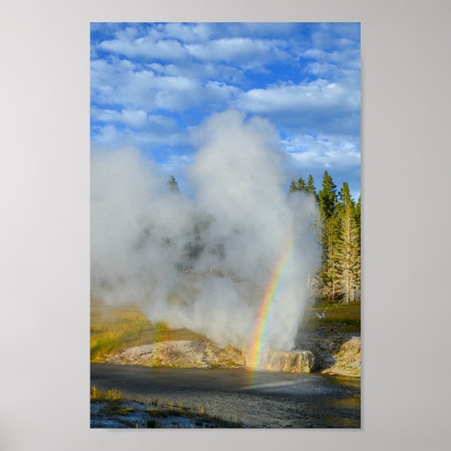 Doppelregenbogen am Riverside Geyser, Yellowstone Poster (Vorne)