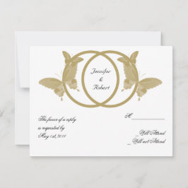 Doppelring-Butterfly-Monogramm-Antwortkarte RSVP Karte
