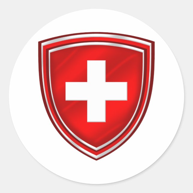 Doppelschild Schweizer Emblem für De Schweiz Runder Aufkleber (Vorderseite)