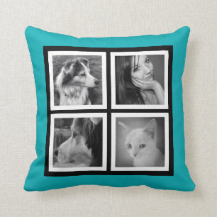 Doppelseitige 7 Foto mit Monogramm-Initialen Kissen