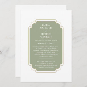 Doppelseitige BILINGUAL Wedding Olive Green Einladung