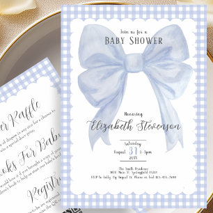 Doppelseitige blaue Schleife Junge Baby Shower Ein Einladung