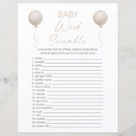 Doppelseitige Boho Balloon Baby Showspielkarte