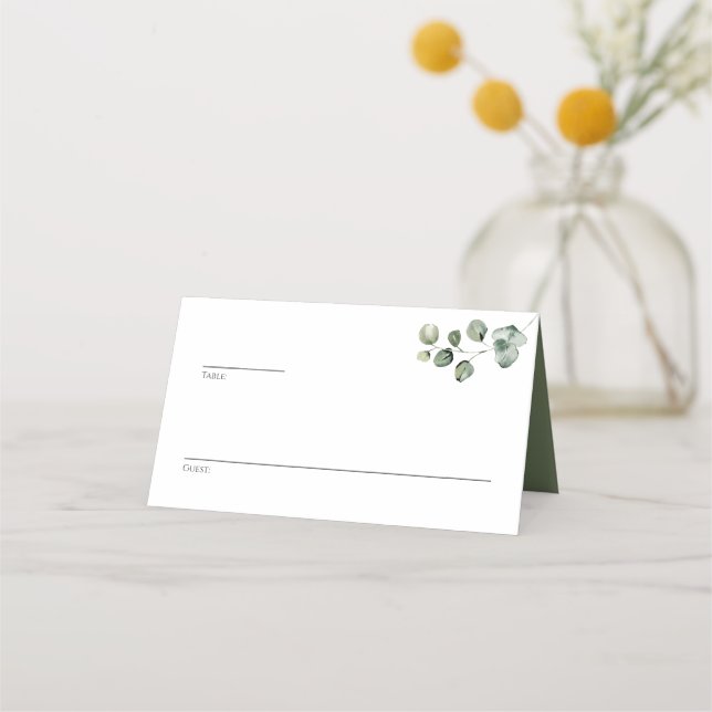 Doppelseitige Eukalyptuslinie für Tabelle und Name Platzkarte (Vorderseite)