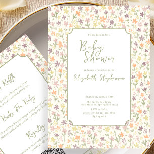 Doppelseitige gelbe Blumen Baby Shower Einladung
