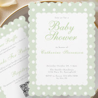 Doppelseitige grüne Punkte Baby Shower Einladung