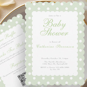 Doppelseitige grüne Punkte Baby Shower Einladung