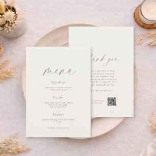 Doppelseitige Hochzeitsmenü- und Dankeskarten Einladung