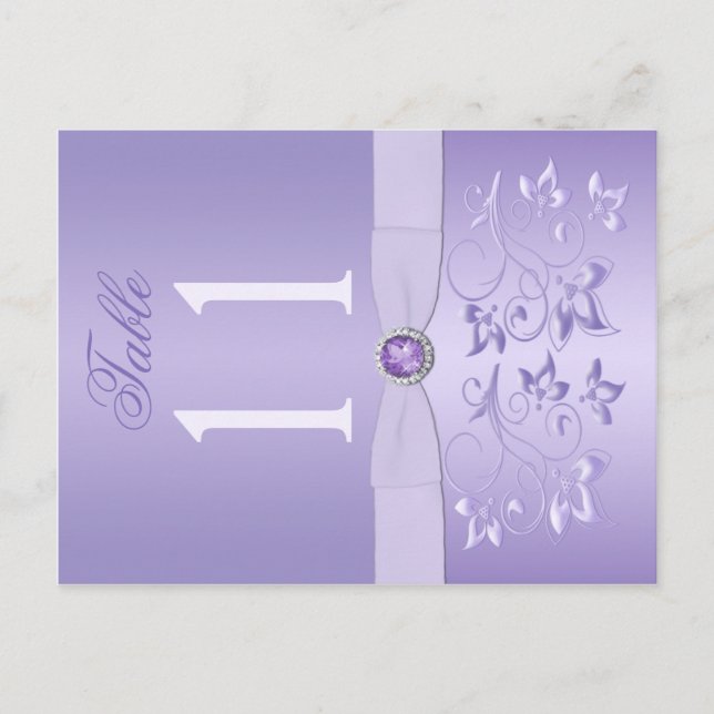 Doppelseitige Lavendel-Tischnummer Postkarte (Vorderseite)