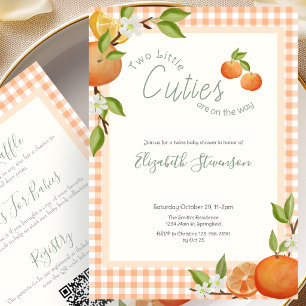 Doppelseitige Little Cutie Zwillinge Baby Shower Einladung
