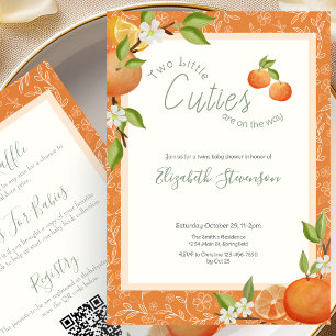 Doppelseitige Little Cutie Zwillinge Baby Shower Einladung
