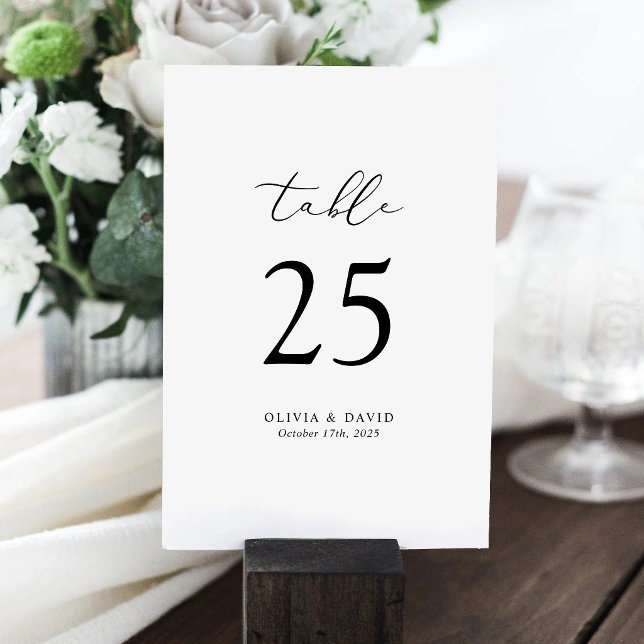Doppelseitige minimalistische moderne Tischnummer (Elegant Minimalist Table Number Card)