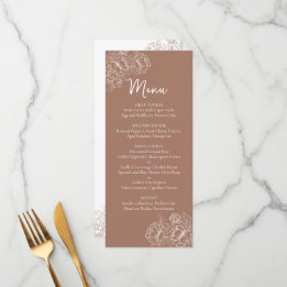 Doppelseitige Mocha Mousse Boho Blumenhochzeit Bar Menükarte