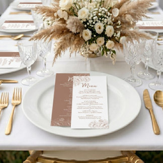 Doppelseitige Mocha Mousse Boho Blumenhochzeit Bar Menükarte