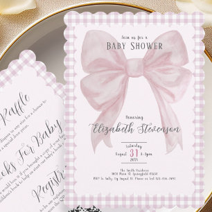 Doppelseitige rosa Schleife Mädchen Baby Shower Ei Einladung