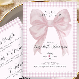 Doppelseitige rosa Schleife Mädchen Baby Shower Ei Einladung