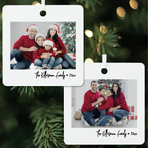 Doppelseitige Schriftfamilie Zwei-Foto-Weihnachten Ornament Aus Metall