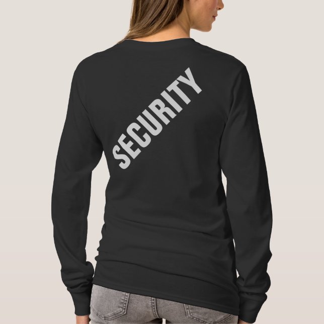 Doppelseitige Schwarz-weiße Sicherheitswomens T-Shirt (Rückseite)