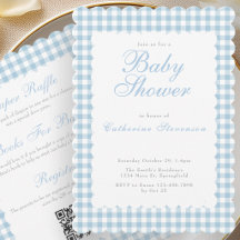 Doppelseitige staubblaue Babyparty-Einladung