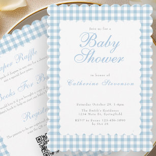 Doppelseitige staubblaue Babyparty-Einladung Einladung