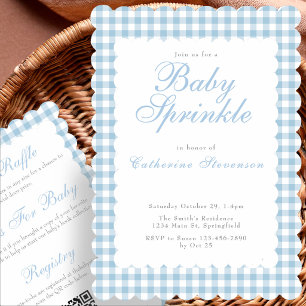 Doppelseitige staubblaue Babysprinkle-Einladung Einladung