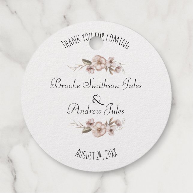 Doppelseitige Wildblumen Hochzeit Danke Geschenkanhänger (Rückseite)