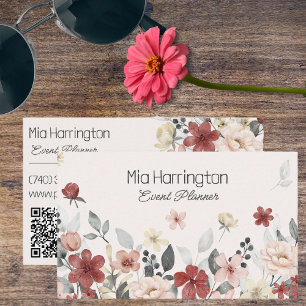 Doppelseitige Wildblumen mit QR-Code Visitenkarte