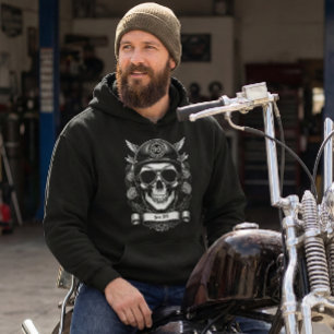 Doppelseitiger benutzerdefinierter Biker-Totenkopf Hoodie