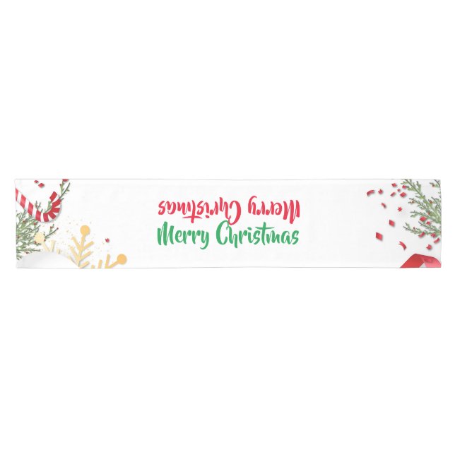 Doppelseitiger froher Weihnachtstisch-Runner Kurzer Tischläufer (Horizontal)