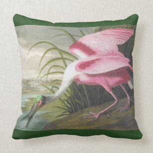 Doppelseitiger Rosa Grüner Audubon Spoonbill Bird Kissen