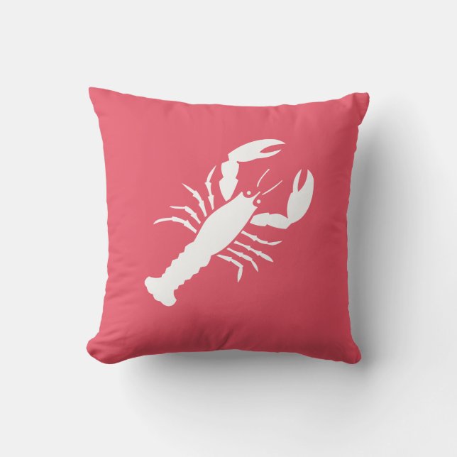 Doppelseitiger rosa nautischhummer kissen (Vorderseite)