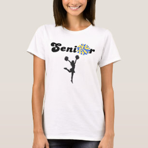 Doppelseitiger Senior Cheerleader Blau & Gelb T-Shirt
