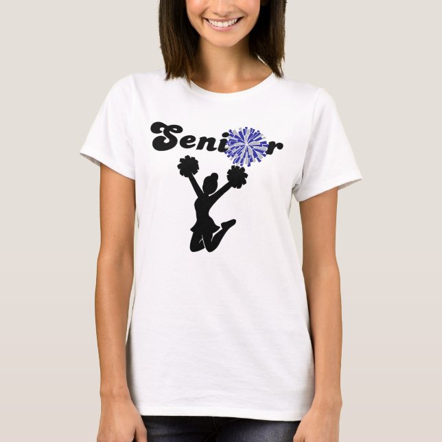 Doppelseitiger Senior Cheerleader Blau & Grau T-Shirt (Vorderseite)