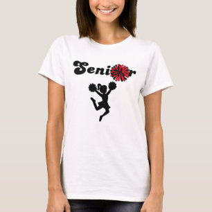 Doppelseitiger Senior Cheerleader Rot & Schwarz T-Shirt