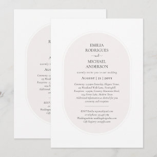 Doppelseitiges BLINGUAL Wedding White Beige Einladung